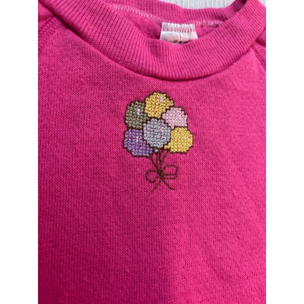 Baby Girl 12 Months Vintage Pink Embroidered Balloons Sweatshirt Super Cute!!